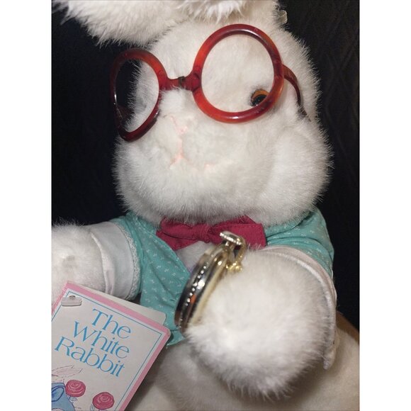"The White Rabbit" Plush Stuffed Toy With Red Glasses & Pocket Watch - Picture 8 of 11